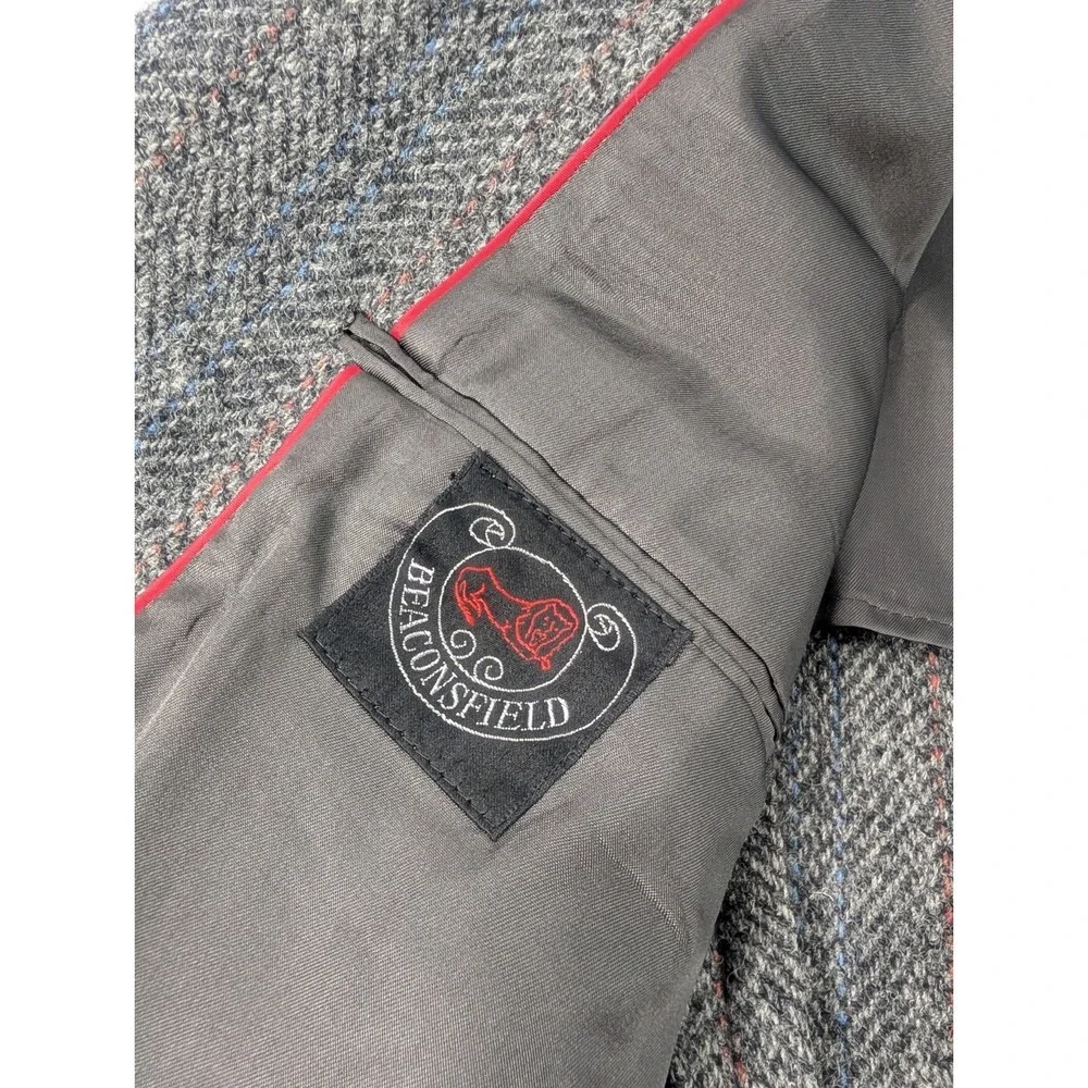 VTG Harris Tweed Beaconsfield Blazer Sport Coat Mens 42L Slim Gray Wool 90s